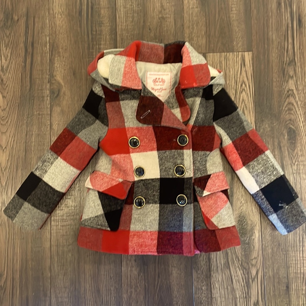 Plaid toddler peacoat.